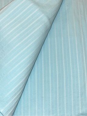 4 YARDS New Aqua Pinstripe Fabric - Soft Corded Cotton Lycra Woven